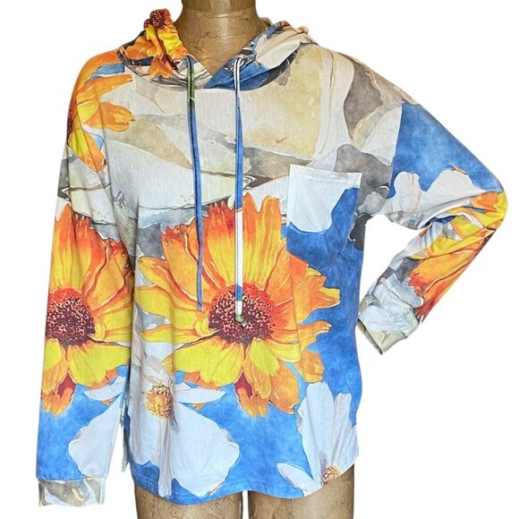 Lily by Firmiana Colorful Floral Hoodie Sz L #96S - Picture 1 of 9